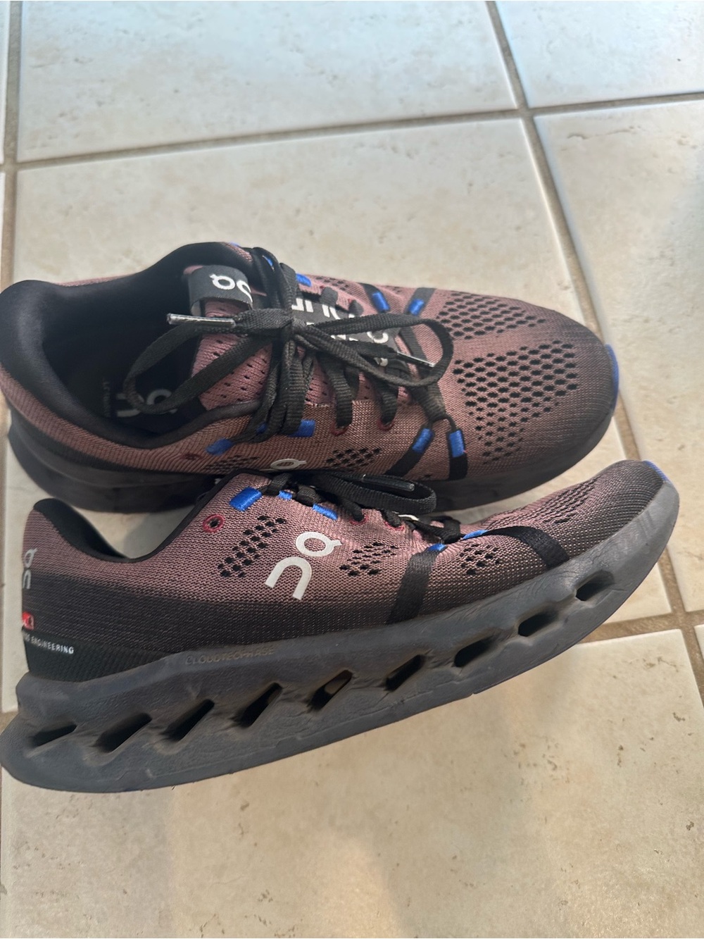 On Running Cloudnova Men’s Shoes - Black and Burgundy with Blue Accents